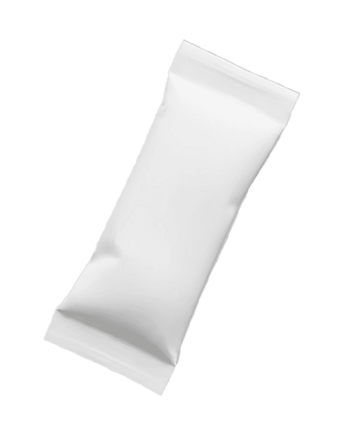 A single white Wakey pouch